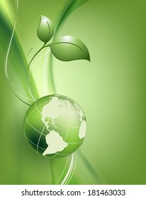 floral environmental vector frame with globe. Eps10