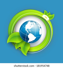 floral environmental vector frame with globe. Eps10