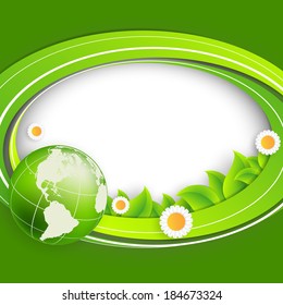 floral environmental vector frame with globe. Eps10