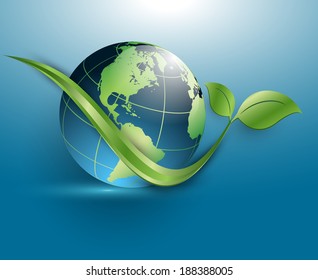 floral environmental vector frame with globe. Eps10