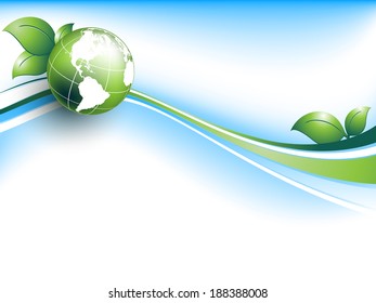 floral environmental vector frame with globe. Eps10