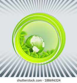 floral environmental vector frame with globe. Eps10