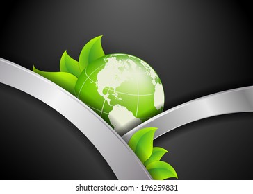 floral environmental vector frame with globe. Eps10