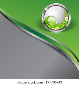 floral environmental vector frame with globe. Eps10