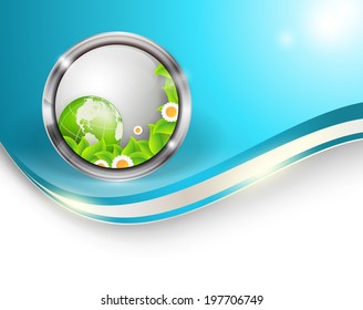 floral environmental vector frame with globe. Eps10