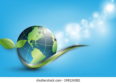 floral environmental vector frame with globe. Eps10