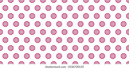 Padrão de repetição na moda especial floral. Flores caleidoscópio rosa no fundo branco, padrão sem costura. ilustração vetorial