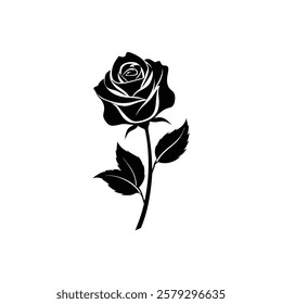 Floral Essence Stunning Black Rose Silhouette Design