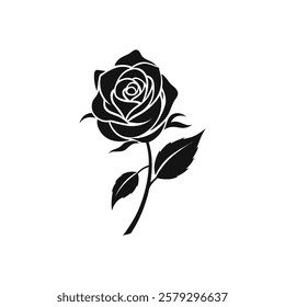 Floral Essence Stunning Black Rose Silhouette Design