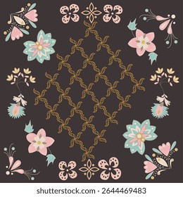 Design de padrão decorativo étnico floral