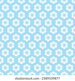 Floral ethnic fabric seamless pattern minimal style on light blue color background