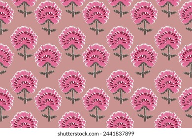 floral étnico ikat patrón sin fisuras diseño tradicional para el fondo, alfombra, papel pintado, ropa, envoltura, tela, ilustración vectorial, estilo de bordado