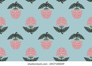 floral ethnic ikat seamless pattern traditional design for background, carpet, wallpaper, clothing, wrapping, fabric, vector illustration, embroidery style, Ajrakh, block print, batik print allovers