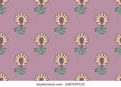 diseño tradicional sin fisuras del patrón de ikat étnico floral para el fondo, alfombra, Fondo de pantalla, ropa, envoltura, tela, Ilustración vectorial, estilo del bordado, Ajrakh, impresión del bloque, aleaciones de la impresión del batik