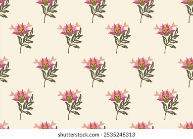 floral ethnic ikat seamless pattern traditional design for background, carpet, wallpaper, clothing, wrapping, fabric, vector illustration, embroidery style, Ajrakh, block print, batik print allovers