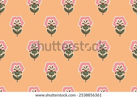 floral ethnic ikat seamless pattern traditional design for background, carpet, wallpaper, clothing, wrapping, fabric, vector illustration, embroidery style, Ajrakh, block print, batik print allovers