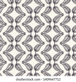 Floral ethnic leaf motif scandi style. Vector seamless pattern. Simple folk art nature textiles swatch. Classic modern home decor. Traditional isolated motif. Trendy art deco ethnic all over print. 