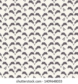 Floral ethnic leaf motif scandi style. Vector seamless pattern. Simple folk art nature textiles swatch. Classic modern home decor. Traditional isolated motif. Trendy art deco ethnic all over print. 