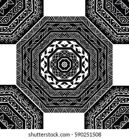 Floral ethnic mandala. Tribal ornament for prints in vector