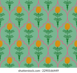 floral ethnic motif and mughal art , mughal pattern, marigold , seamless pattern