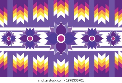 Floral ethnic pattern design.  Aztec ethnic ikat geometric native tribal boho carpet textile decoration. Traditional embroidery vector illustrations background african american styles patterns. 