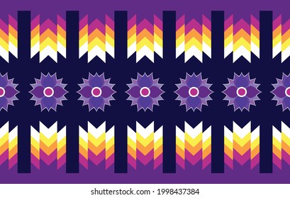 Floral ethnic pattern design.  Aztec ethnic ikat geometric native tribal boho carpet textile decoration. Traditional embroidery vector illustrations background african american styles patterns. 