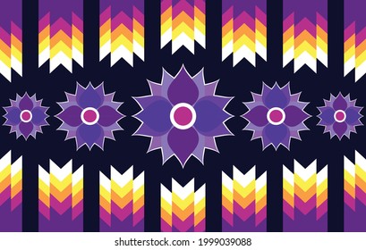 Floral ethnic pattern design.  Aztec ethnic ikat geometric native tribal boho carpet textile decoration. Traditional embroidery vector illustrations background african american styles patterns. 