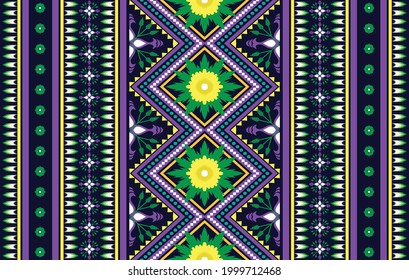 Diseño de patrones étnicos florales. Moqueta de tela azteca Ikat mandala adorno alfombra boho chevron decoración textil. Antecedentes de los vectores de bordado tradicionales afroamericanos geométricos.