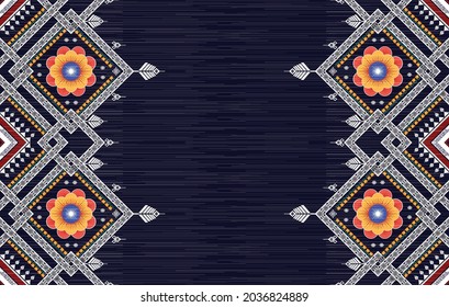 Floral ethnic pattern. Indian ikat Aztec fabric carpet mandala ornament boho chevron textile decoration. Tribal turkey African native traditional embroidery oriental vector illustrations background 