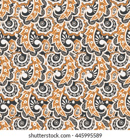 Floral ethnic seamless Pattern. Arabic Ornament. Ornamental motifs of the Indian fabric patterns.
