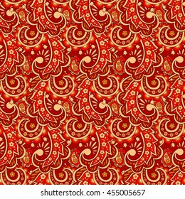 Floral ethnic seamless Pattern. Arabic Ornament. Ornamental motifs of the Indian fabric patterns.