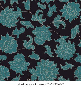 floral ethnic seamless pattern in batik style