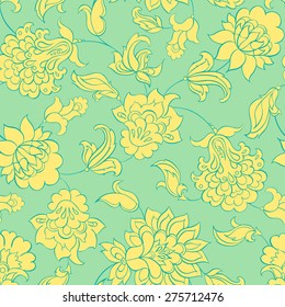 floral ethnic seamless pattern in batik style