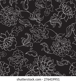 floral ethnic seamless pattern in batik style