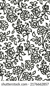 Floral Ethnic Seamless Pattern. Classic Indian Fabric.  Ethnic Background With  Stylized Flowers. Bohemian Style 