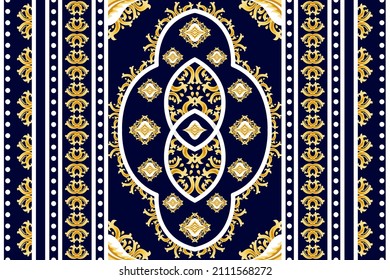 Floral Ethnic seamless pattern design. Aztec fabric carpet mandala ornament native boho chevron textile decoration wallpaper. Tribal turkey African Indian traditional embroidery vector background 