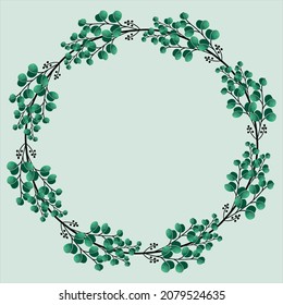 floral eucalyptus round frame green