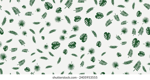 Floral exotic pattern. Vector seamless tropical pattern. Green palm leaves.