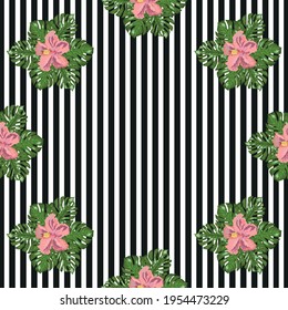 Floral exotic tropical seamless pattern tropic hawaiian wallpaper. Botanical print. Modern floral background.