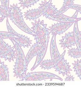Floral fabric background with paisley ornament. Vector Seamless illustration pattern
