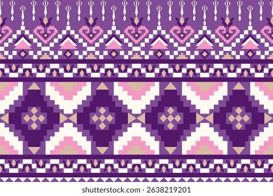 floral Fabric pattern pixel geometric border vector background for print Textile tile