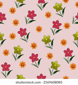 Floral fabric patterns are designed with geometric shapes that blend perfectly and are eye-catching in terms of texture. Clothing or decorative vector illustration