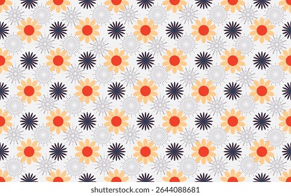 Blumenstoff nahtloses Muster Gänseblümchen dekorativ Sommer kreativ bunt Vektortextur Stoffdruck niedlich feminin Frühling Blume Garten Vintage Retro schön