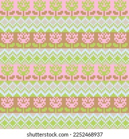 Floral fair isle pattern design for fashion textiles, knitwear and graphics