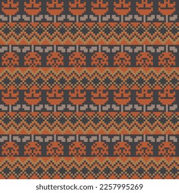 Floral fair isle pattern design for fashion textiles, knitwear and graphics