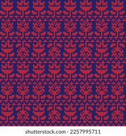 Floral fair isle pattern design for fashion textiles, knitwear and graphics