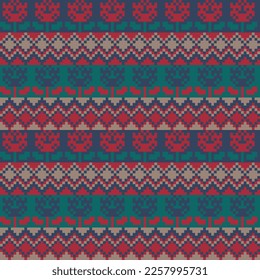 Floral fair isle pattern design for fashion textiles, knitwear and graphics