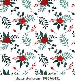 floral fall autumn color palette seamless pattern