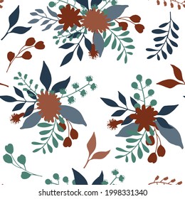 floral fall autumn color palette seamless pattern
