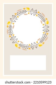 Floral fall background. Elegant frame with autumn leaves and herbs. Blank space for your text included. Can be used for holiday invitations, greeting cards, banners or memo pads. Vector 10 EPS.